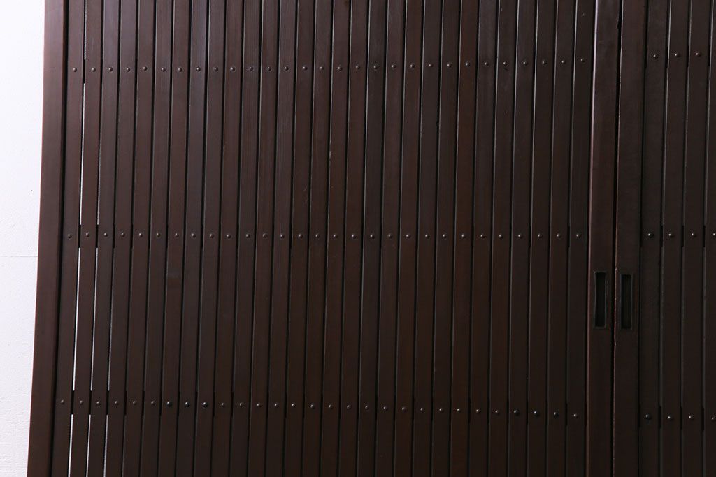 和製アンティーク　ガラス入り　和の風情を演出してくれる平格子戸2枚セット　(R-031430)