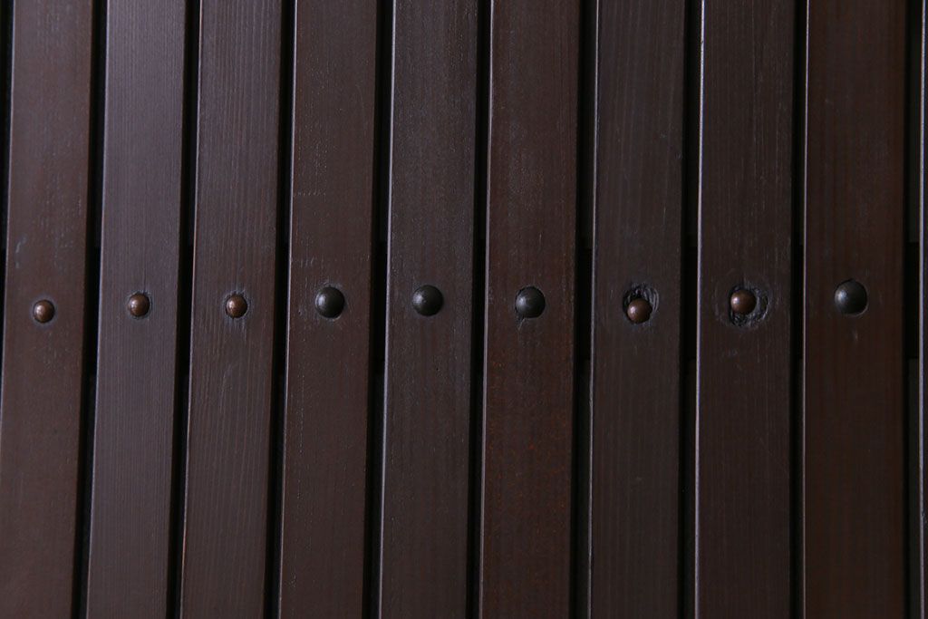 和製アンティーク　ガラス入り　和の風情を演出してくれる平格子戸2枚セット　(R-031430)