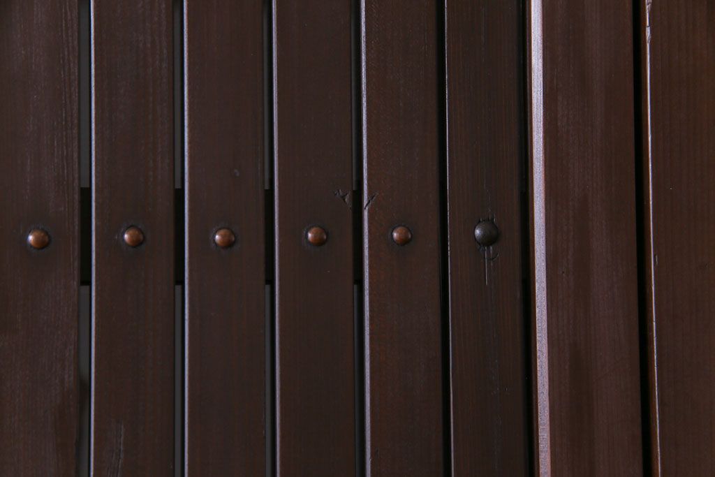 和製アンティーク　ガラス入り　和の風情を演出してくれる平格子戸2枚セット　(R-031430)