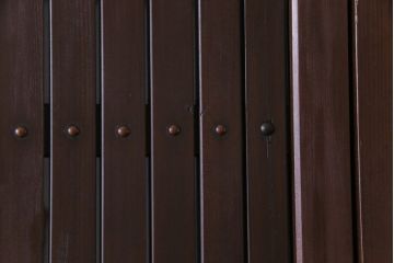 和製アンティーク　ガラス入り　和の風情を演出してくれる平格子戸2枚セット　(R-031430)