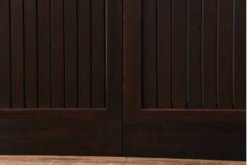 和製アンティーク　ガラス入り　和の風情を演出してくれる平格子戸2枚セット　(R-031430)