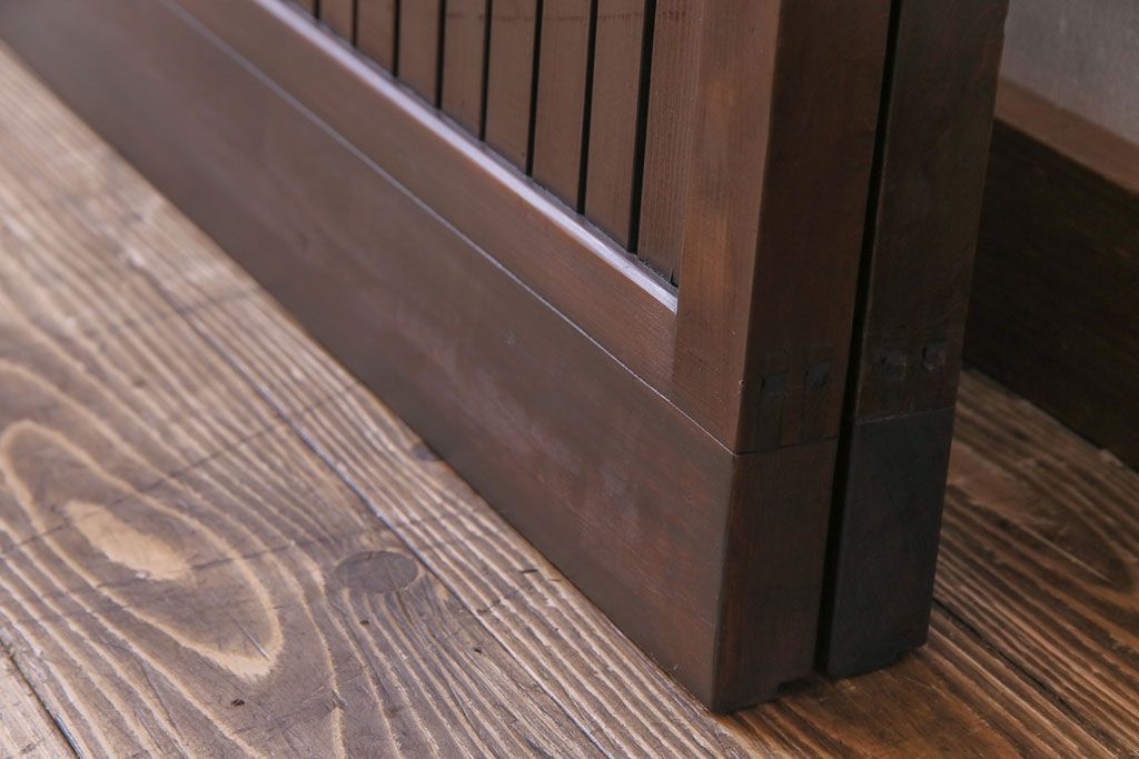 和製アンティーク　ガラス入り　和の風情を演出してくれる平格子戸2枚セット　(R-031430)