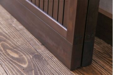 和製アンティーク　ガラス入り　和の風情を演出してくれる平格子戸2枚セット　(R-031430)