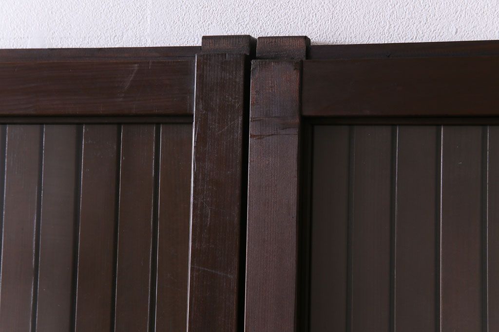 和製アンティーク　ガラス入り　和の風情を演出してくれる平格子戸2枚セット　(R-031430)