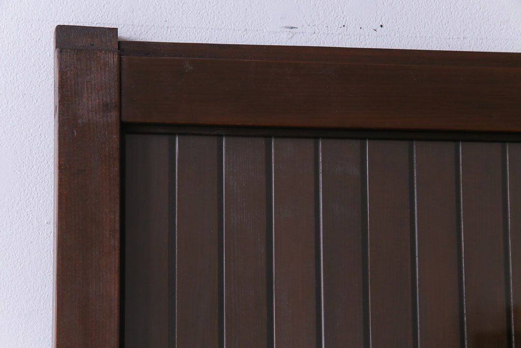 和製アンティーク　ガラス入り　和の風情を演出してくれる平格子戸2枚セット　(R-031430)