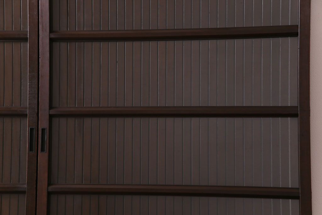 和製アンティーク　ガラス入り　和の風情を演出してくれる平格子戸2枚セット　(R-031430)