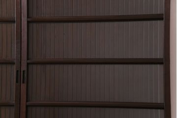 和製アンティーク　ガラス入り　和の風情を演出してくれる平格子戸2枚セット　(R-031430)