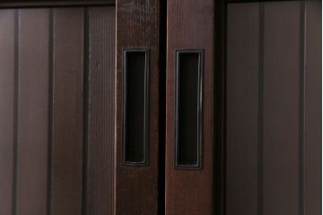 和製アンティーク　ガラス入り　和の風情を演出してくれる平格子戸2枚セット　(R-031430)