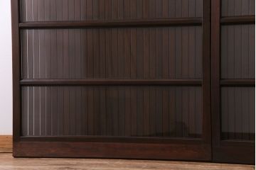 和製アンティーク　ガラス入り　和の風情を演出してくれる平格子戸2枚セット　(R-031430)