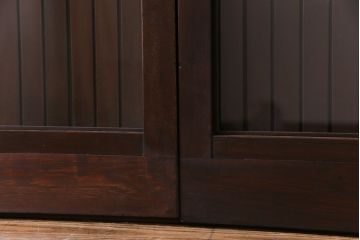 和製アンティーク　ガラス入り　和の風情を演出してくれる平格子戸2枚セット　(R-031430)