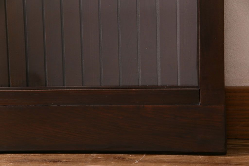 和製アンティーク　ガラス入り　和の風情を演出してくれる平格子戸2枚セット　(R-031430)