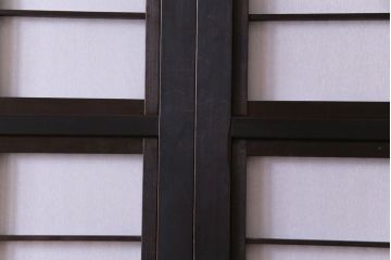 和製アンティーク　裏障子付き　ダイヤガラス　上品な和の雰囲気あふれる格子戸2枚セット(障子戸、引き戸、建具)