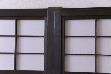 和製アンティーク　裏障子付き　ダイヤガラス　上品な和の雰囲気あふれる格子戸2枚セット(障子戸、引き戸、建具)