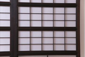 和製アンティーク　裏障子付き　ダイヤガラス　上品な和の雰囲気あふれる格子戸2枚セット(障子戸、引き戸、建具)