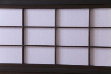 和製アンティーク　裏障子付き　ダイヤガラス　上品な和の雰囲気あふれる格子戸2枚セット(障子戸、引き戸、建具)