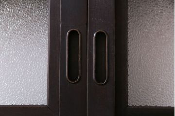 和製アンティーク　裏障子付き　ダイヤガラス　上品な和の雰囲気あふれる格子戸2枚セット(障子戸、引き戸、建具)