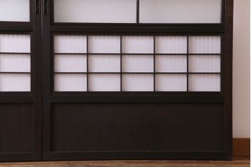 和製アンティーク　裏障子付き　ダイヤガラス　上品な和の雰囲気あふれる格子戸2枚セット(障子戸、引き戸、建具)