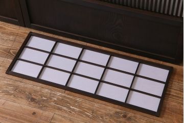 和製アンティーク　裏障子付き　ダイヤガラス　上品な和の雰囲気あふれる格子戸2枚セット(障子戸、引き戸、建具)