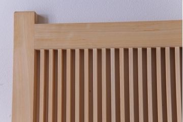 極上　新古品　ヒノキ材　麻の葉ガラス　明るく柔らかな木地が上品な吹き抜け格子戸4枚セット(引き戸)