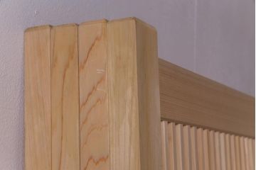 極上　新古品　ヒノキ材　麻の葉ガラス　明るく柔らかな木地が上品な吹き抜け格子戸4枚セット(引き戸)