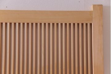 極上　新古品　ヒノキ材　麻の葉ガラス　明るく柔らかな木地が上品な吹き抜け格子戸4枚セット(引き戸)