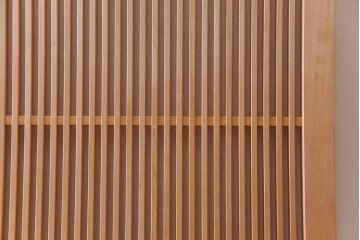 極上　新古品　ヒノキ材　麻の葉ガラス　明るく柔らかな木地が上品な吹き抜け格子戸4枚セット(引き戸)