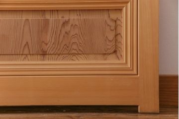 極上　新古品　ヒノキ材　麻の葉ガラス　明るく柔らかな木地が上品な吹き抜け格子戸4枚セット(引き戸)