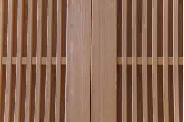 極上　新古品　ヒノキ材　麻の葉ガラス　明るく柔らかな木地が上品な吹き抜け格子戸4枚セット(引き戸)