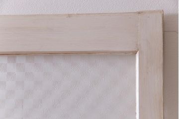 ヴィンテージ建具　ペイント　当店オリジナル市松模様ガラス　レトロモダンな雰囲気のガラス引き戸2枚セット　(R-031434)