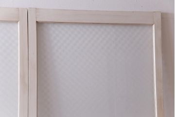 ヴィンテージ建具　ペイント　当店オリジナル市松模様ガラス　レトロモダンな雰囲気のガラス引き戸2枚セット　(R-031434)