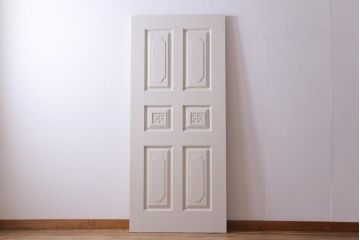 ペイント建具　花梨無垢材　可愛らしいレリーフが魅力のアンティークドア(扉、カリン)