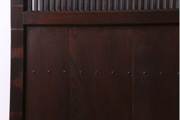 和製アンティーク　明治期　総ケヤキ材　上品で重厚感のある格子蔵戸(引き戸、建具、玄関戸)