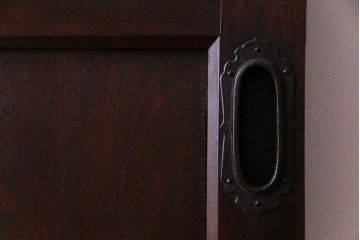 和製アンティーク　明治期　総ケヤキ材　上品で重厚感のある格子蔵戸(引き戸、建具、玄関戸)