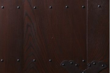 和製アンティーク　明治期　総ケヤキ材　上品で重厚感のある格子蔵戸(引き戸、建具、玄関戸)