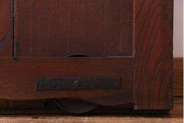 和製アンティーク　明治期　総ケヤキ材　上品で重厚感のある格子蔵戸(引き戸、建具、玄関戸)