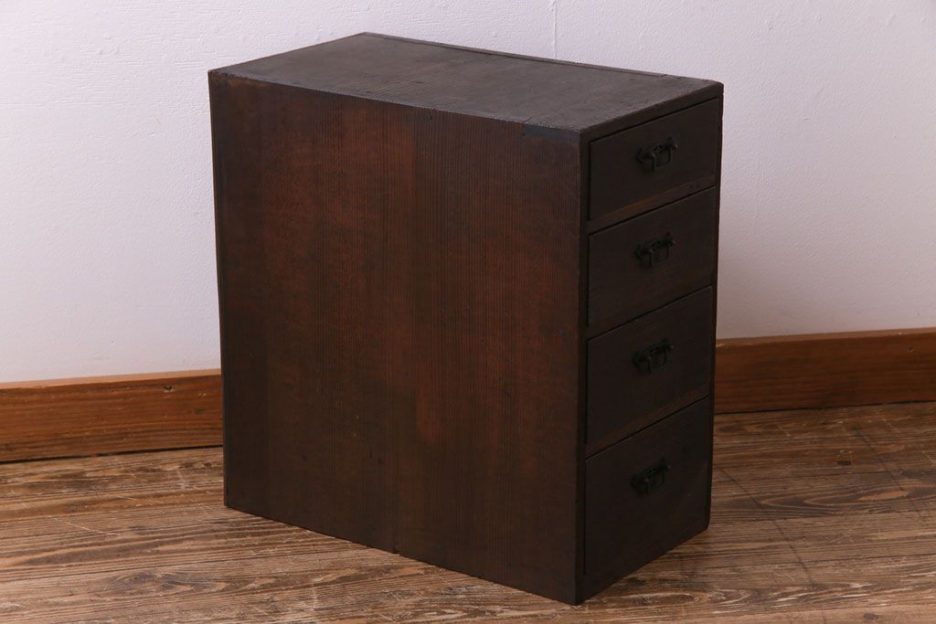 アンティーク家具　和製アンティーク　渋いヒノキの風合いが趣きある小引き出し(チェスト、収納)