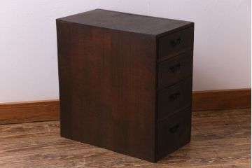 アンティーク家具　和製アンティーク　渋いヒノキの風合いが趣きある小引き出し(チェスト、収納)