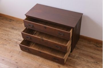アンティーク家具　和製アンティーク　天板ヒノキ材　味わいのある木肌が魅力の時代箪笥ローボード(チェスト、衣装箪笥)