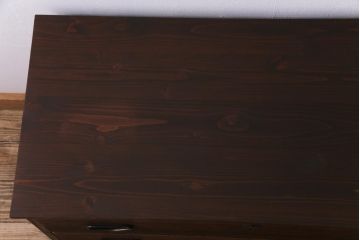 アンティーク家具　和製アンティーク　天板ヒノキ材　味わいのある木肌が魅力の時代箪笥ローボード(チェスト、衣装箪笥)