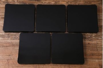 アンティーク雑貨　和製アンティーク　松が描かれた風格のある沈金蒔絵木製盆5枚セット(お盆、トレー)