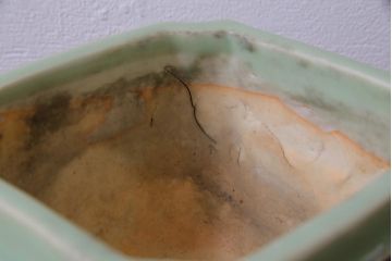 アンティーク雑貨　昭和レトロ　モダンな模様が目を引く青磁の植木鉢