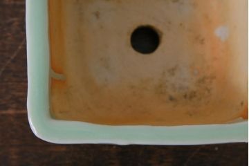 アンティーク雑貨　昭和レトロ　緩やかな凹凸がおしゃれな青磁の植木鉢