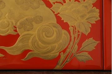 和製アンティーク　牡丹獅子・竹虎の図　共箱付き八寸重五組(重箱、和食器)