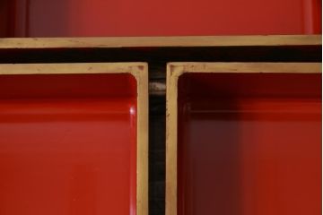 和製アンティーク　牡丹獅子・竹虎の図　共箱付き八寸重五組(重箱、和食器)