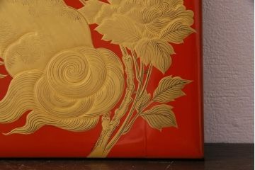 和製アンティーク　牡丹獅子・竹虎の図　共箱付き八寸重五組(重箱、和食器)