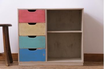 レトロ家具　昭和レトロ　パステルカラーの引き出しが愛らしい収納棚(引き出し)
