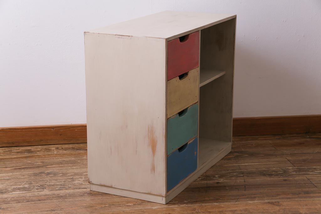 レトロ家具　昭和レトロ　パステルカラーの引き出しが愛らしい収納棚(引き出し)