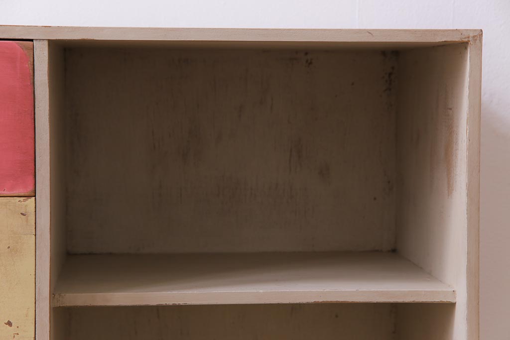 レトロ家具　昭和レトロ　パステルカラーの引き出しが愛らしい収納棚(引き出し)