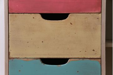 レトロ家具　昭和レトロ　パステルカラーの引き出しが愛らしい収納棚(引き出し)