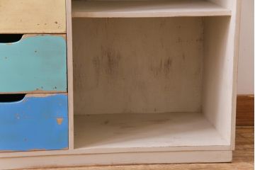 レトロ家具　昭和レトロ　パステルカラーの引き出しが愛らしい収納棚(引き出し)